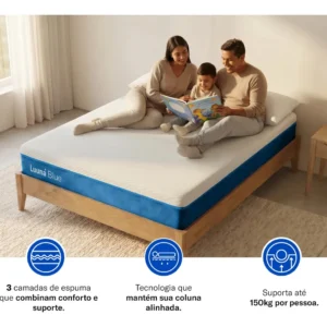 Colchão Casal Luuna Blue, Espuma 21 cm com Bloqueio de Movimento, 10 Anos de Garantia - Imagem 4