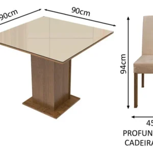 Sala Jantar Madesa Evelin Mesa Tampo Vidro Com 4 Cadeiras Cor Rustic/Crema/Imperial Desenho do tecido das cadeiras Liso - Imagem 4