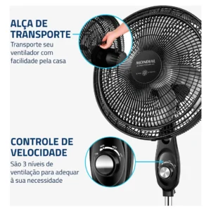 Ventilador Coluna 40cm Super Power Mondial 140W VSP-40C-NB - Imagem 7