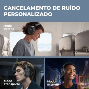 Headphone Dapon H02D Pro ANC Over Ear Bluetooth 6.0 Cancelamento De Ruído Cor Preto - Imagem 8