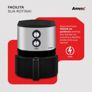 Air Fryer 7l 1500w Amvox Arf 1565 Tamanho Familia Inox - Imagem 6