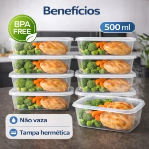 Kit 10 Potes Transparentes 500ml Bpa Free Microondas Freezer - Imagem 8