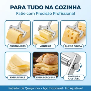 Fatiador Cortador Queijo E Frios Inox Portátil Fio Regulável - Imagem 5