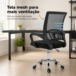 Cadeira Secretária Office Base Giratória Cor Preta - Imagem 7