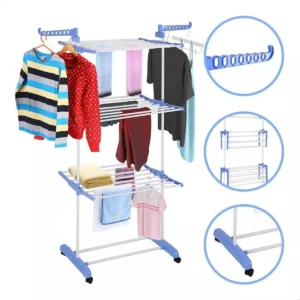 Varal De Chão Grande De Roupas 3 Andares Dobrável Cor Azul Kontuz 170 cm - Imagem 1