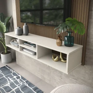 Painel Clique Móveis Tv 50” Ripado 3D Off White com Nichos - Imagem 3