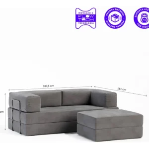 Sofá-cama Flowin Cotelê Retratil Vai Na Caixa Com Chaise - Imagem 5