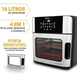 Fritadeira Air Fryer Philco PAF16A 4 Em 1 Painel Digital 16l - Imagem 6