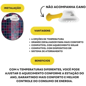 Chuveiro Elétrico Lorenzetti Bella Ducha 4T Ultra 6800W Branco 220V - Imagem 3