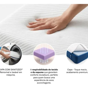 Colchão Casal Luuna Blue, Espuma 21 cm com Bloqueio de Movimento, 10 Anos de Garantia - Imagem 8