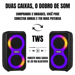 Caixa de Som Bluetooth Caixinha Grande 2 Altos Falantes 10w-hz 5.0 Boombox Com Radio Fm E Entrada Usb Pendrive - Imagem 4
