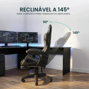 Cadeira Gamer com Apoio de Pés Level Preta Healer - Imagem 7