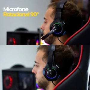 Fone De Ouvido Headset Gamer Rgb Led Pc Computador Vídeogame - Imagem 5