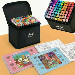 Kit 100 Canetinhas Touch + 2 Livros Capa Dura De Colorir - Imagem 1