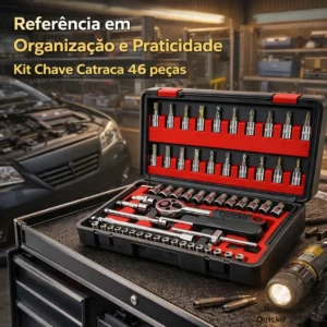 Kit Chaves Ferramentas Jogo Fenda Philips Catraca Soquete Allen 46 Peças Com Maleta Completa Manual Ideal Mecânico Manutenção Casa Carro Profissional Resistente Portátil Compacto Quicko Vermelho - Imagem 6