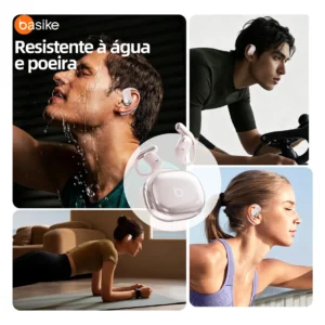 Fone de Ouvido Sem Fio Bluetooth 6.1 Esportivo OWS Com Ganchos Estéreo Hi-Fi com Microfone para Chamadas Claras, Controle de Volume Basike Fone Ouvido para Academia Corrida e Gamer, 100h Standby Rosa - Imagem 6