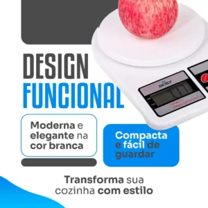 Balança Digital De Precisão 10kg Davely Cook Cozinha Para Uso Domestico E Profissional Fitness Ideal Para Dietas Treinos Alimentos Confeitaria Nutrição Branco - Imagem 6