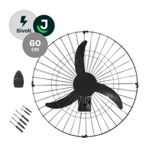 Ventilador Oscilante de Parede Jhamba 60cm Preto Bivolt 147W Potente - Imagem 2