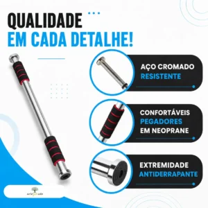 Barra De Porta Ajustável Artezenato Apoio Regulável 60 A 100cm Flexão Fixa Musculação Crossfit - Imagem 6