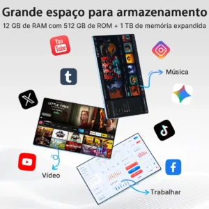 Tablet Hancdon Pro12 Gemini AI Tablets Android 15 12gb Ram 512gb Rom 8800mAh 5g Tablet Pab Wifi Tablet pad, Tablet 2 Em 1 De 11.6'' Pad 2560 Px X 1600 Px Hd Tela Selfie 24mp Com Caneta Stylus Cor Azul - Imagem 8