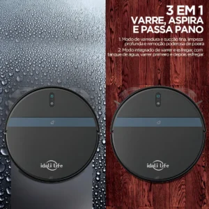 Robô Aspirador Idali Life DF-ILRO066 Preto com Aplicativo e Sensor Antiquedas - Imagem 8