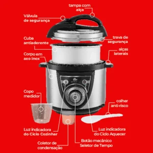 Panela De Pressão Elétrica Kian 4l Inox Acessórios Cor Preto Frequência 50 Hz X 60 Hz - Imagem 5