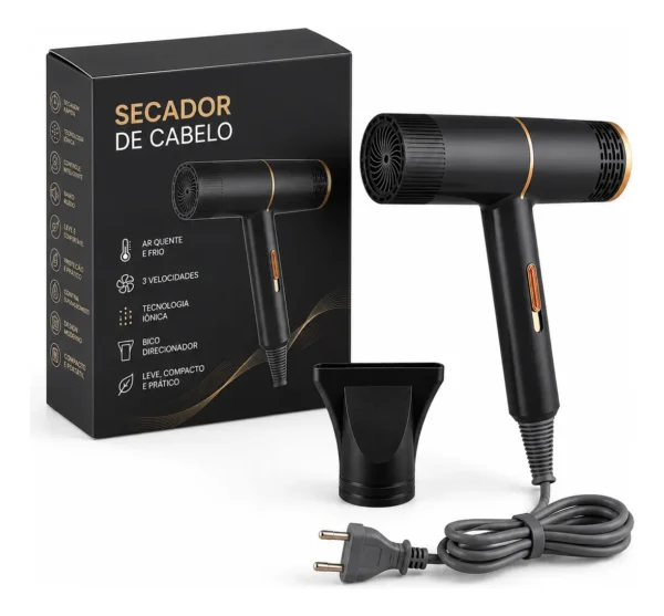 Secador De Cabelo Iônico Portátil 1200w Quente Frio Turbo