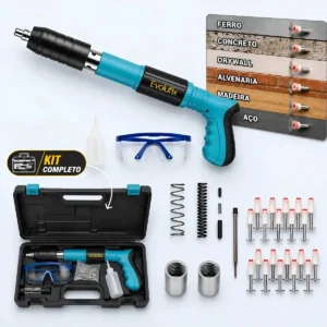 Pistola Fixação Finca Pino Ação Direta Pregos + Maleta Epi Pinador Pregador Grampeador Rebitador De Prego Pressão Manual Ferramenta Para Drywal Gesso Concreto Aço Parede Forro Pvc Grampo Kit Premium - Imagem 7