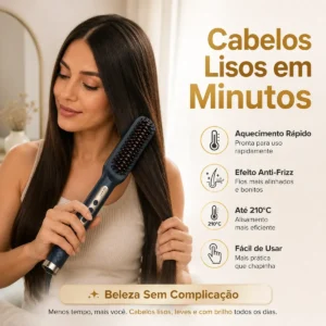Escova Alisadora Bivolt 3em1 Ceramica Ionica Profissional - Imagem 4