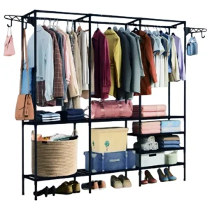 Cabideiro Arara Closet Roupas Sapateira Triplo Cor Preto - Imagem 5
