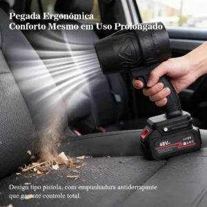 Soprador 48v Turbo Portátil Com 2 Baterias Potente Preto - Imagem 4