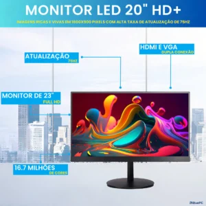Computador Completo BluePC Office Intel Core i5 4570 (4ª Geração), 16GB RAM, 240GB SSD, Monitor 20" 75hz HDMI, Windows 10 Pro - CDF-099OF - Imagem 4