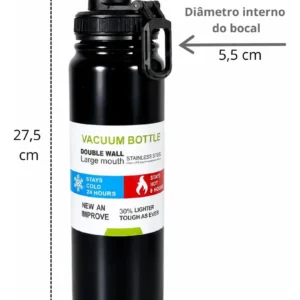Garrafa Térmica 800ml Água Azarte Inox Academia Com Alça - Imagem 7