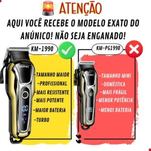 Maquina De Cortar Cabelo Profissional Turbo Sem Fio Original - Imagem 3