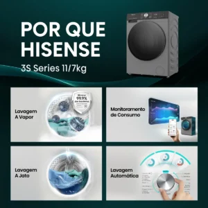 Lava E Seca Hisense 11kg Titanium Conectada Cinza-escuro - Imagem 2