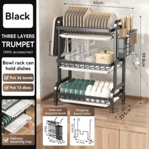 Organizador De Louças 3 Andares Inox Para Cozinha - Imagem 5