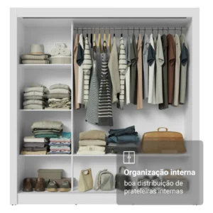 Guarda Roupa Casal Madesa Mônaco 3 Portas De Correr Cor Branco 109309 - Imagem 8