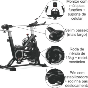 Bicicleta Ergométrica Spinning Mecanica Roda Inércia 13kg Sprint Odin Fit - Imagem 2