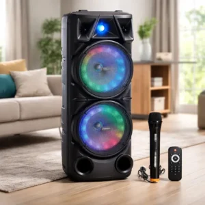 Torre De Som Graves Potentes Bass Boost, Iluminação Colorida, Karaokê, Party Speaker Caixa De Som Amplificada Caixa De Som Bluetooth Usb Tf Mic Dc5v Aux Amplificador Duplo Com Tela De Exibição - Imagem 1
