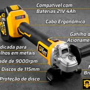 Kit 3 Em 1 Ferramentas Brushless Elétrica 21v Com 2 Baterias - Imagem 7