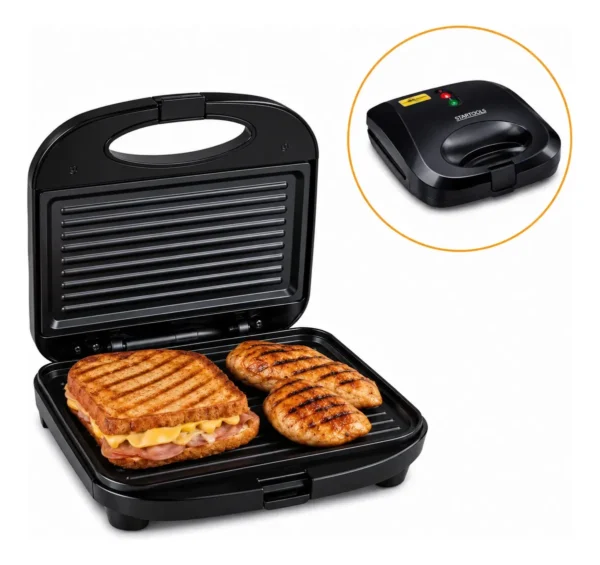 Sanduicheira Grill Elétrica Antiaderente 750w Preto 110/220v