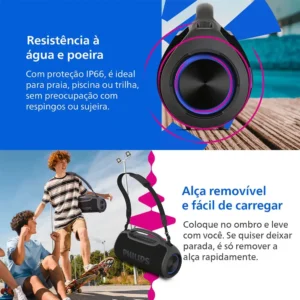 Caixa De Som Philips Boombeat / Boombox 200w Ip66 Bluetooth Power Bank Cor Preto - Imagem 6