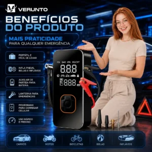 Bomba Elétrica Portátil Digital Para Encher Pneu De Carro Moto Bicicleta Inflador Automotivo Cor Preto - Imagem 3