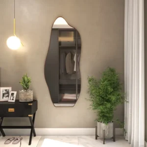 Espelho 100x50 Orgânico Corpo Inteiro Grande Moldur Caramelo Preto - Imagem 2