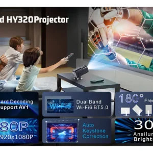 Mini Projetor Hy320 Wi-fi Android Smart Tv Streaming Cor Preto - Imagem 5