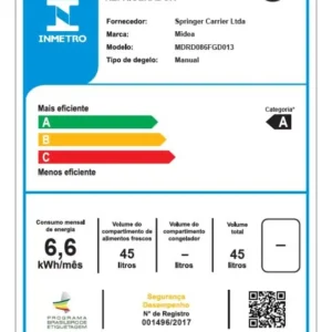 Frigobar 45 Litros Inverter 1 Porta Degelo Manual MDRD086FGD013 Branco Bivolt Midea - Imagem 5