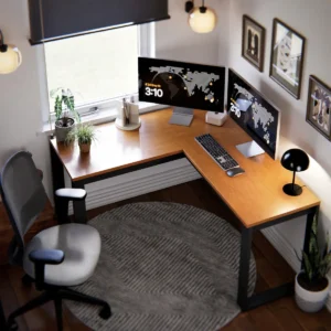 Mesa Escrivaninha Em L Para Pc De Canto Berlim Para Computador Mesa para Escritorio Home Office Estudo Trabalho Gamer Maxi do Brasil Cinamomo Preta Preto/canela - Imagem 1