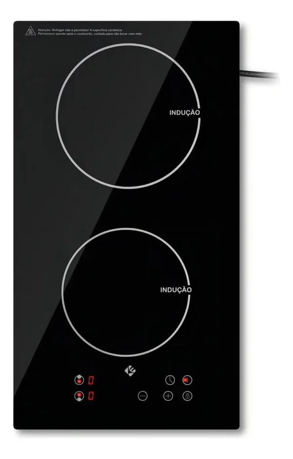 Cooktop De Indução 2 Boca Preto Com Trava De Segurança Painel Touch Screen