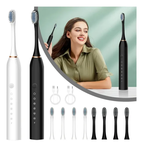 Kit1-2 Escova De Dentes Elétrica-sônica Recarregável 4cabeça