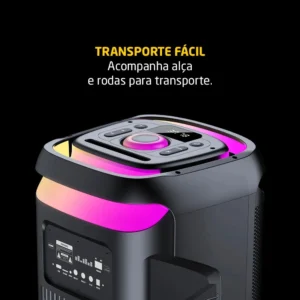 Caixa de Som Bluetooth PulseBox 3 1400W TWS Karaoke LED Preto - SP511 - Imagem 7